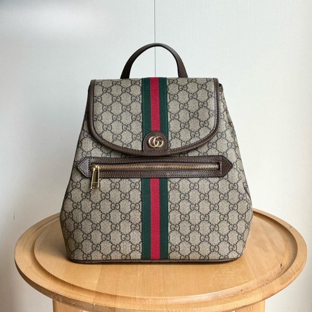 Gvc*1 Ophidia Medium Backpack Beige And Dark Brown 30Cm 836855 Fae0J 9867