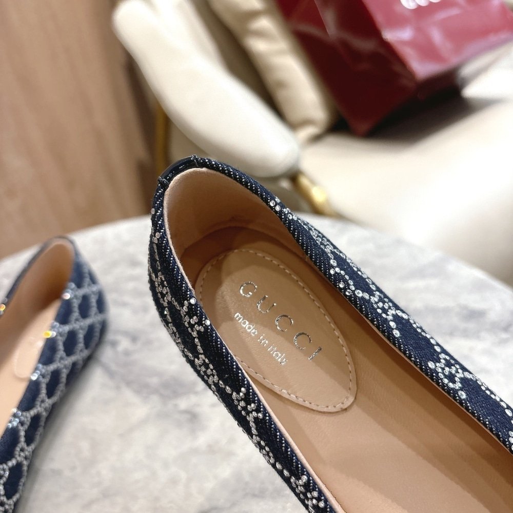 Gvc*1 Women Gg Crystal Ballet Flat Dark Blue 840754 Faeue 4052