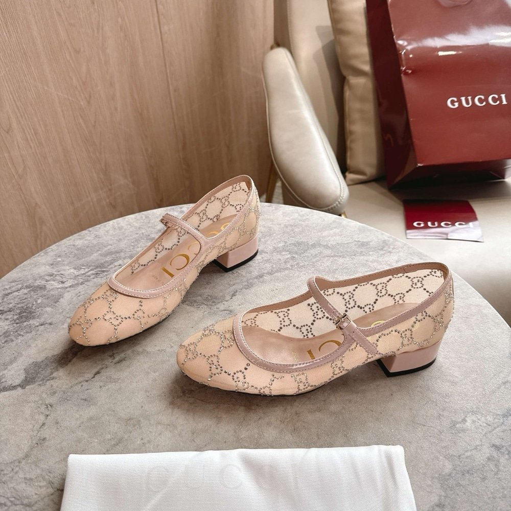 Gvc*1 Women Gg Crystal Ballet Flat Light Pink Mesh 836809 Faeq0 9941