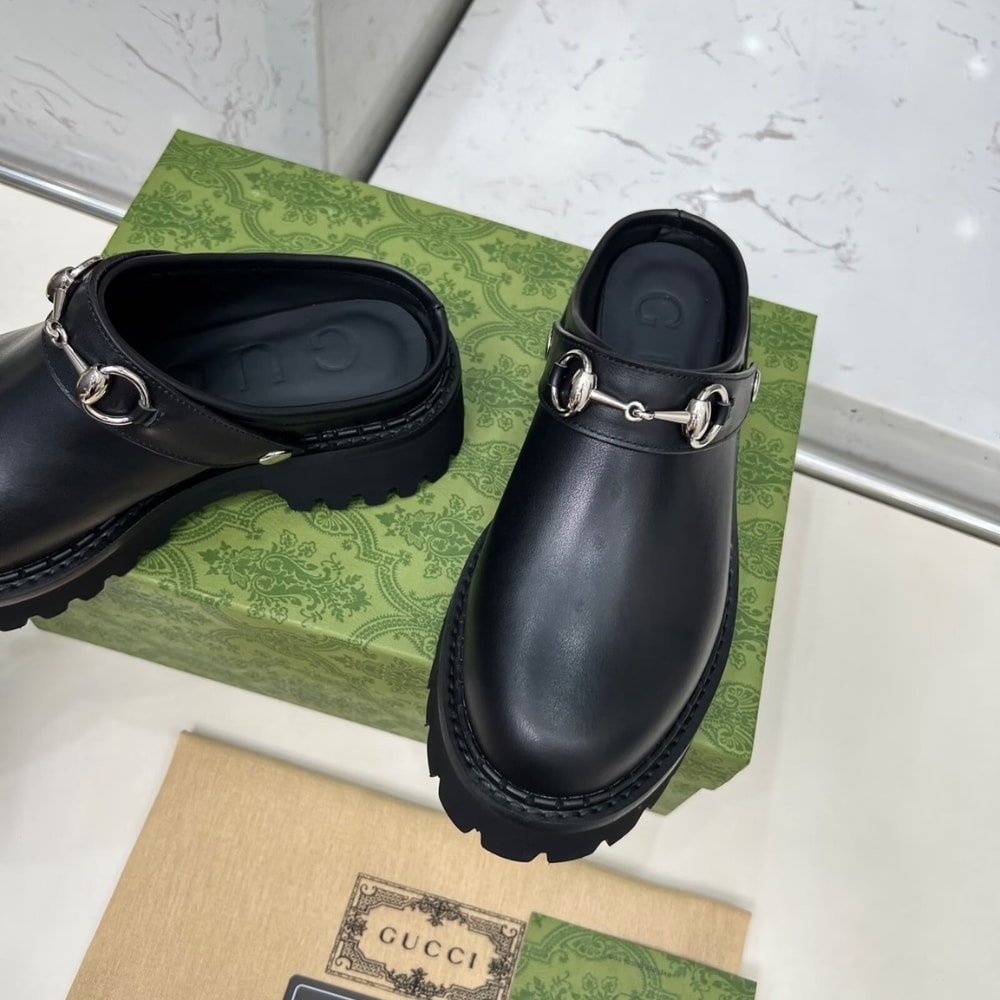 Gvc*1 Women Mule With Horsebit Black Leather ‎835829 Aadcw 1000