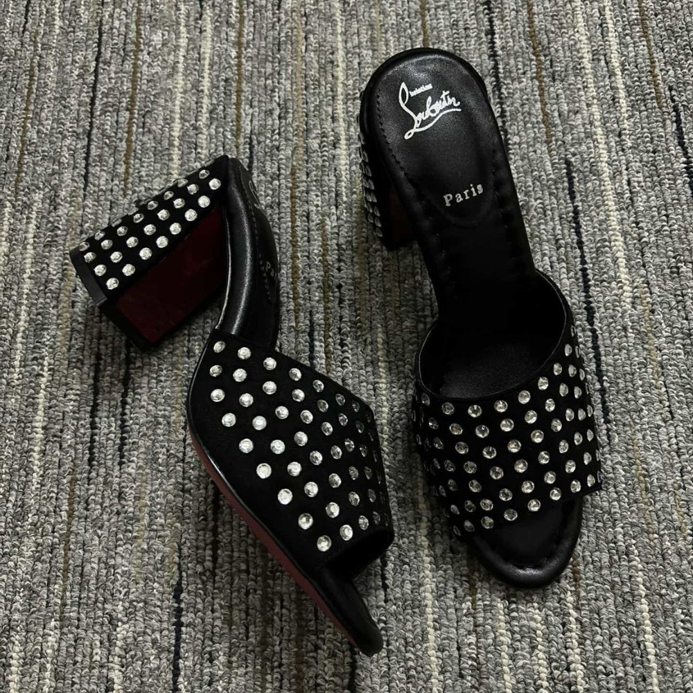 Chr1st1an Louboutin Jane 85 Black Strass Mules 1240729T023