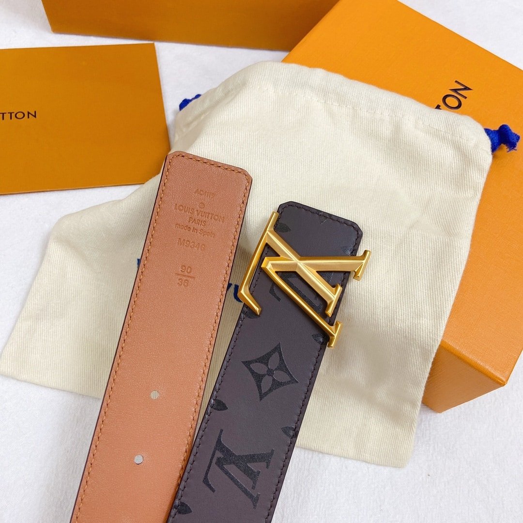 L0vis Vvtt0n LV Pyramide Belt Dark Brown 40MM