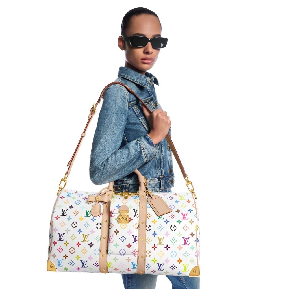 L0vis Vvtt0n X Takashi Murakami Keepall Bandoulière 45 Bag Multicolore Blanc 45Cm M13742