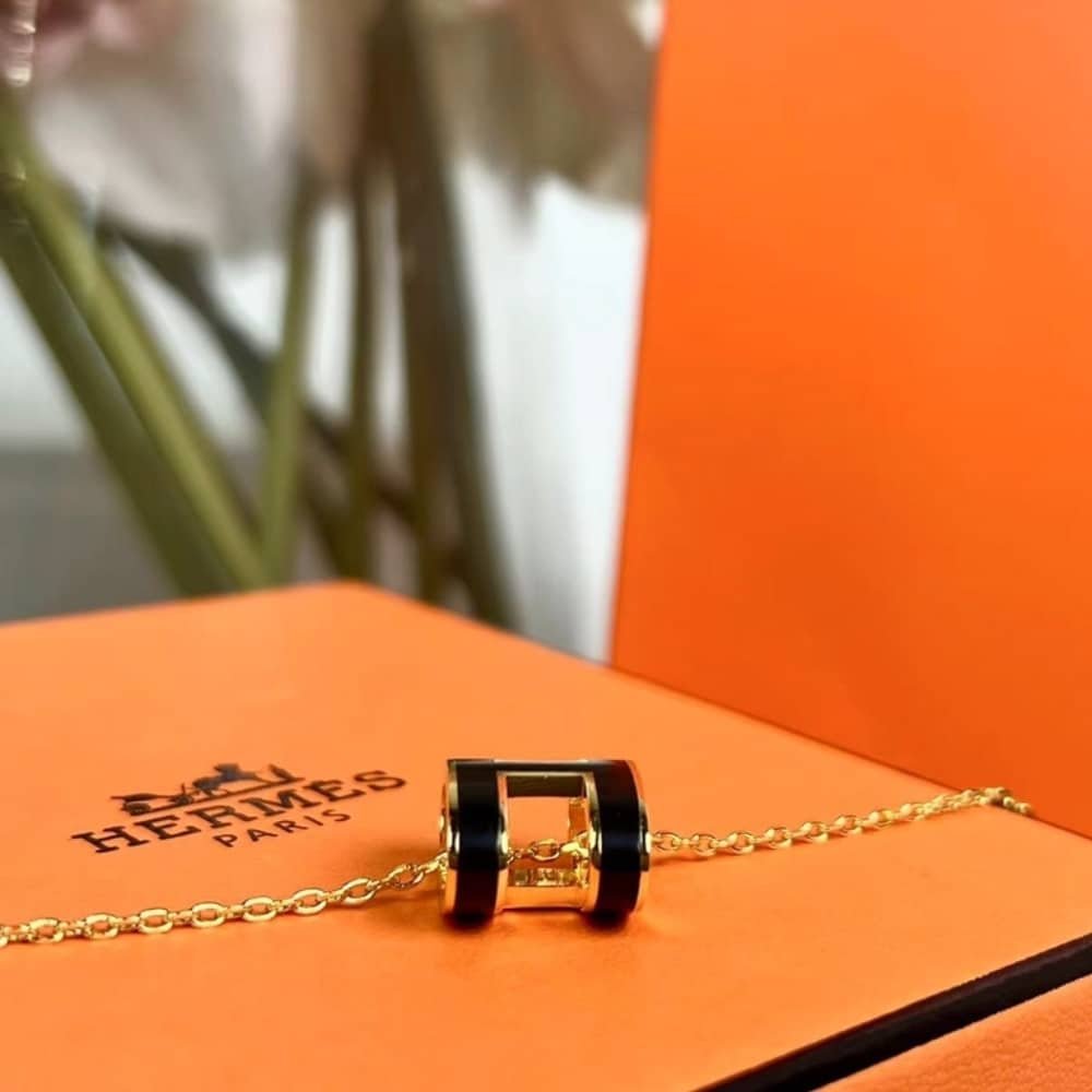 H**me5 Mini Pop H Pendant Necklace Black And Gold