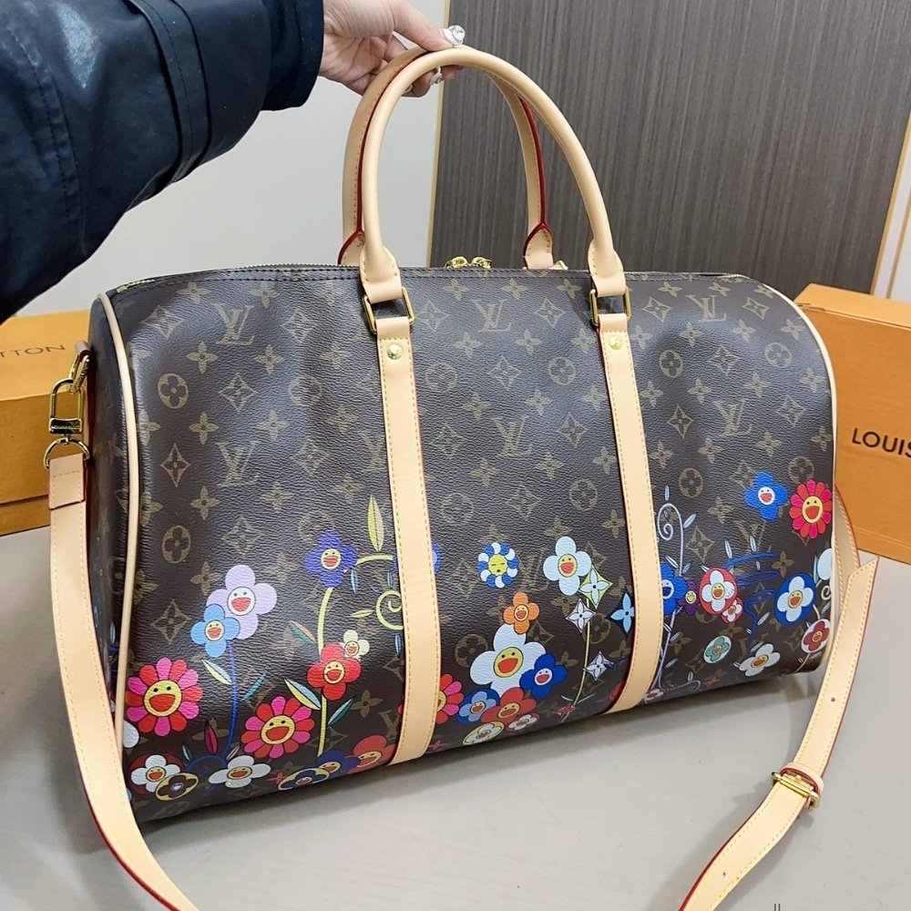L0vis Vvtt0n X Takashi Murakami Keepall Bandouliere Brown 45Cm M14182
