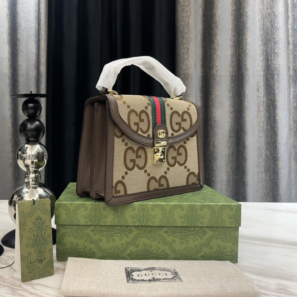 Gvc*1 Ophidia Small Jumbo Gg Bag Camel Ebony 25Cm 651055 Ukmdg 2570