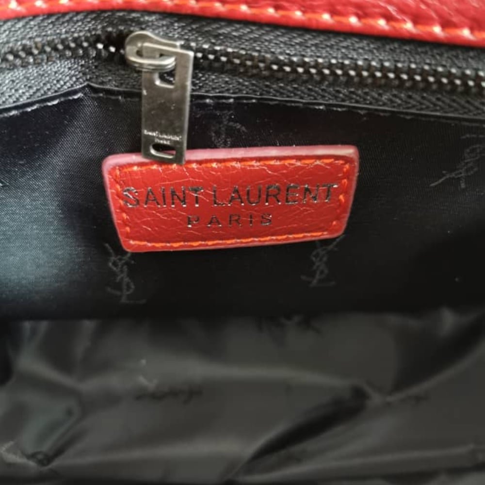 Sa1nt Lau*nt Niki Medium In Leather Silver Tone Red 22Cm