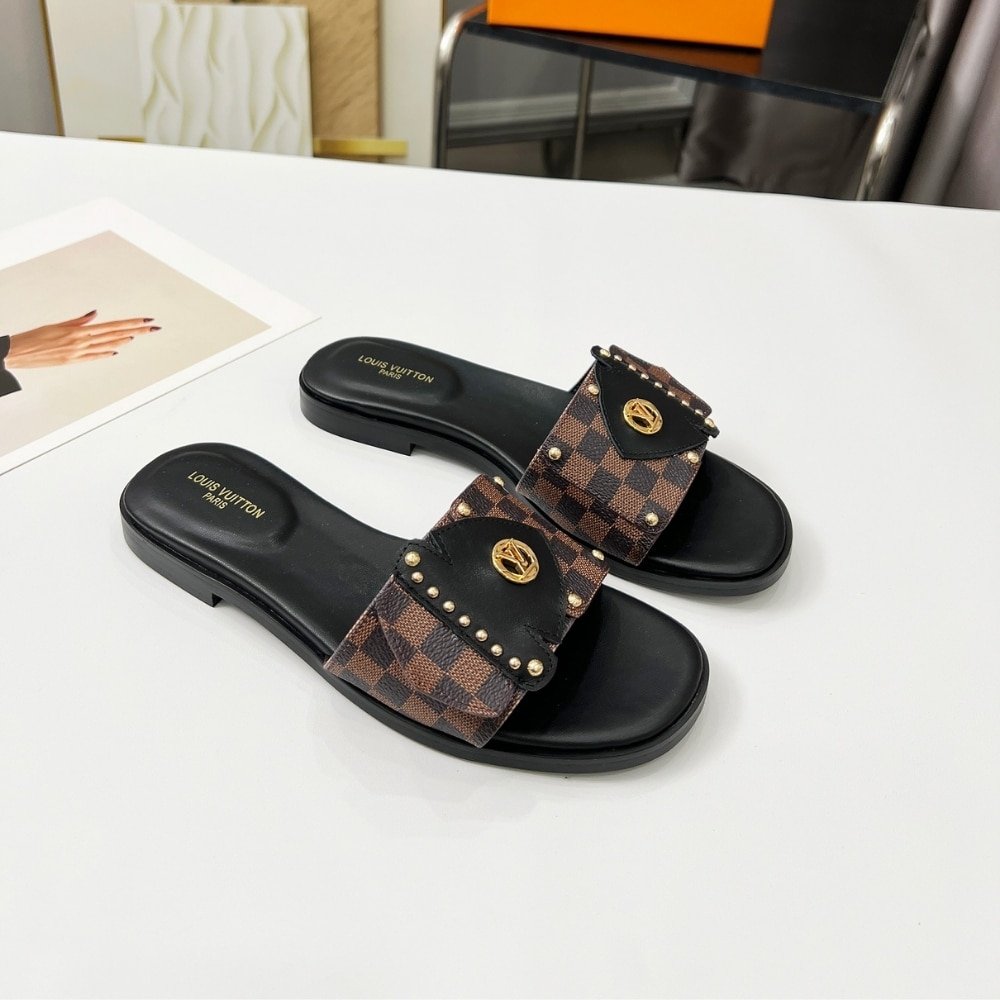 L0vis Vvtt0n Lv Frame Flat Mule Cacao Brown 1Ahlr3