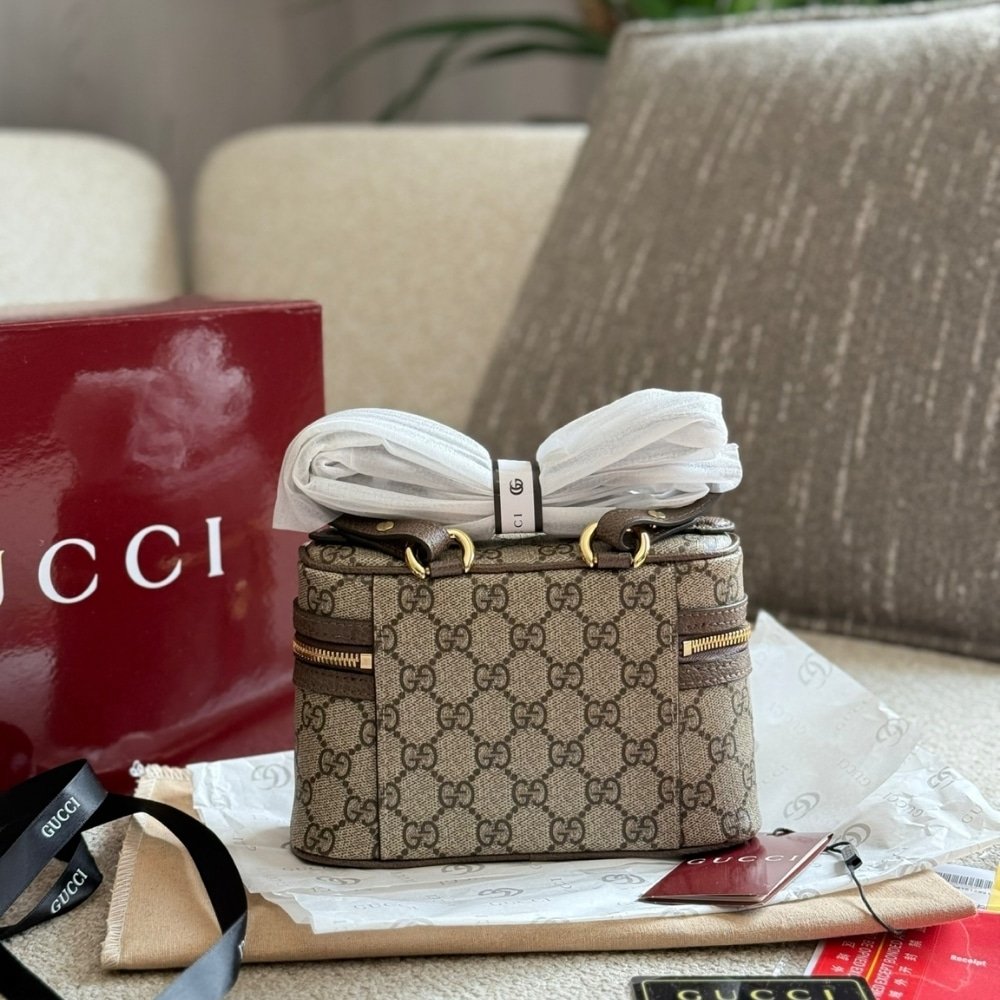 Gvc*1 Ophidia Small Vanity Bag Beige And Dark Brown 18Cm ‎816357 96Iwg 8745