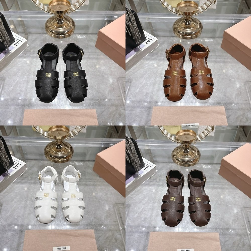 M1um1u Ruches Nappa Fisherman’s Sandals Briarwood 5E395E Efx F0Nbl F 005