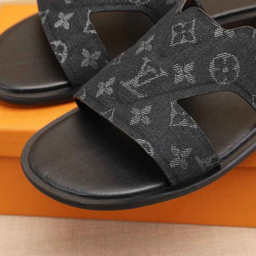 L0vis Vvtt0n Oasis Mule Monogram Denim Black 1Ac69B
