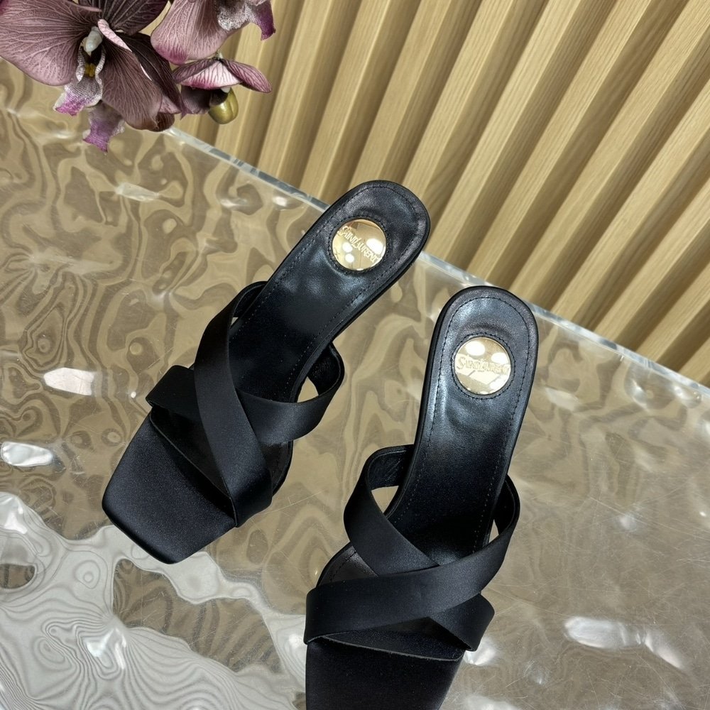 Sa1nt Lau*nt Opyum Mules In Satin Crepe Black 8189319Qab11000