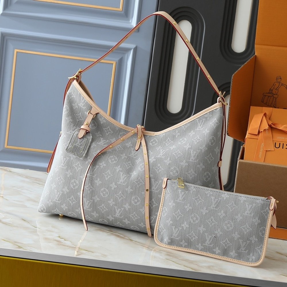 L0vis Vvtt0n Carryall MM Monogram Denim Washed Gray 39Cm M13289