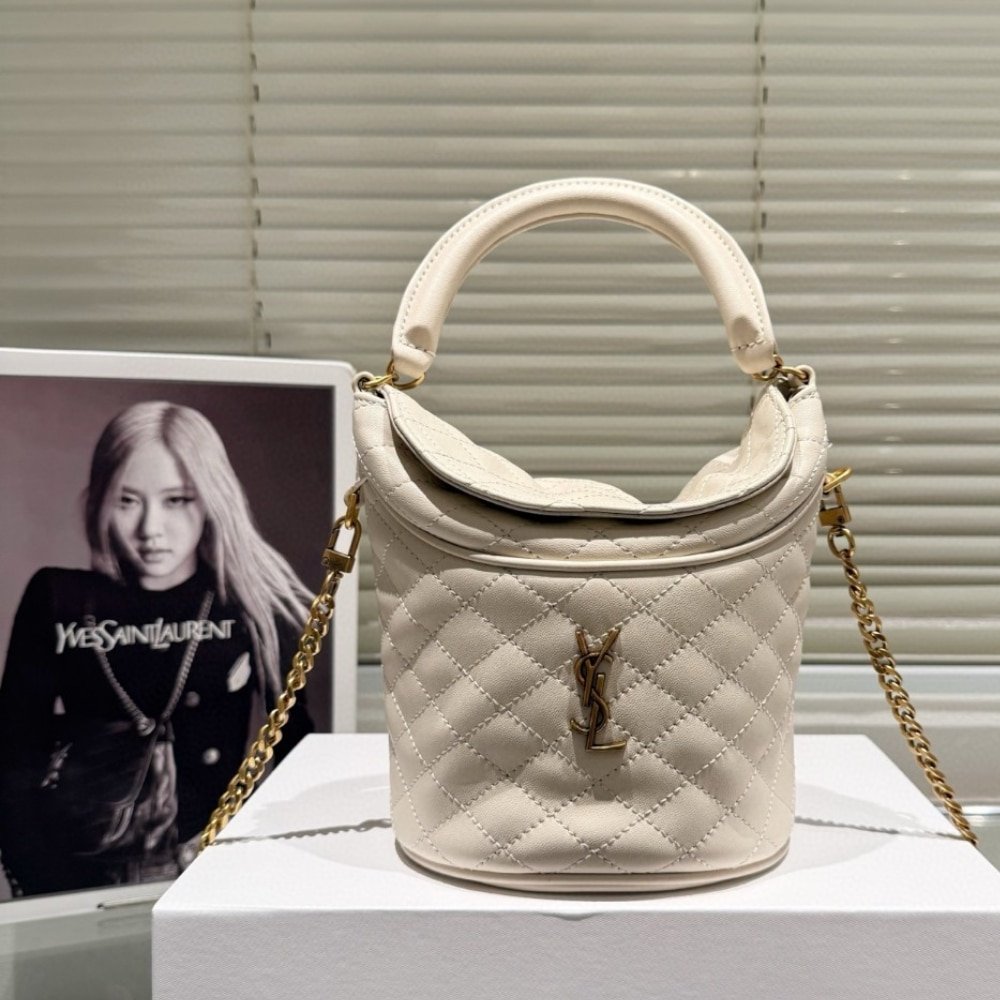 Sa1nt Lau*nt Gaby Bucket Bag White 17Cm