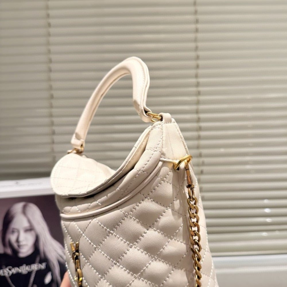 Sa1nt Lau*nt Gaby Bucket Bag White 17Cm