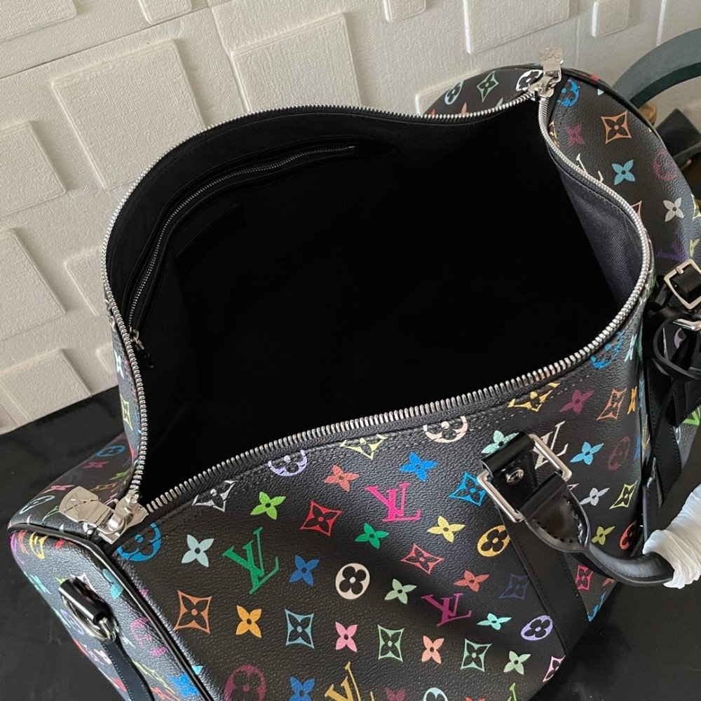 [S*per Vip 1:1] L0vis Vvtt0n X Takashi Murakami Keepall Bandoulière 50 Black 50Cm M13745
