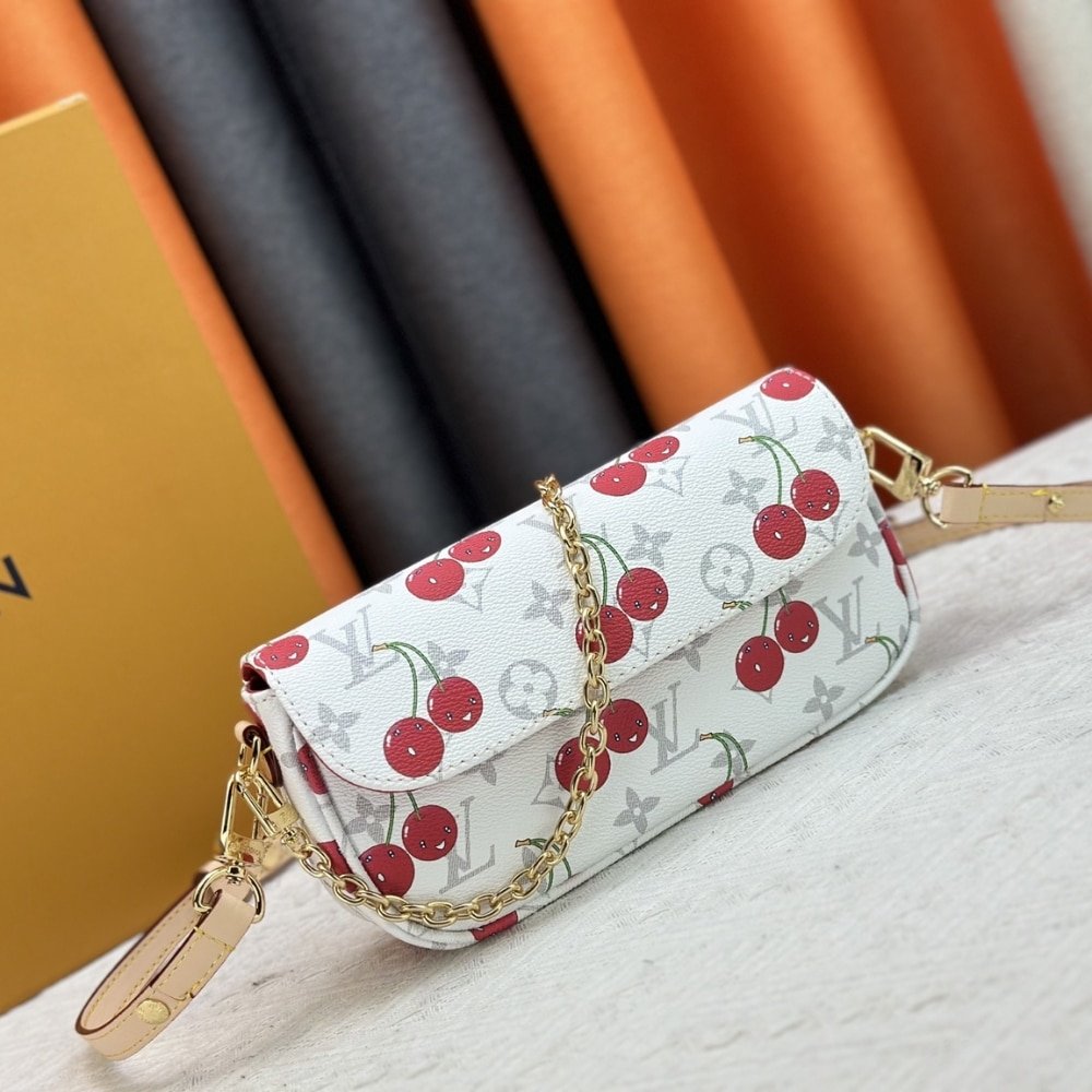 L0vis Vvtt0n X Murakami Wallet On Chain Ivy Monogram Cherry White 23Cm M14239