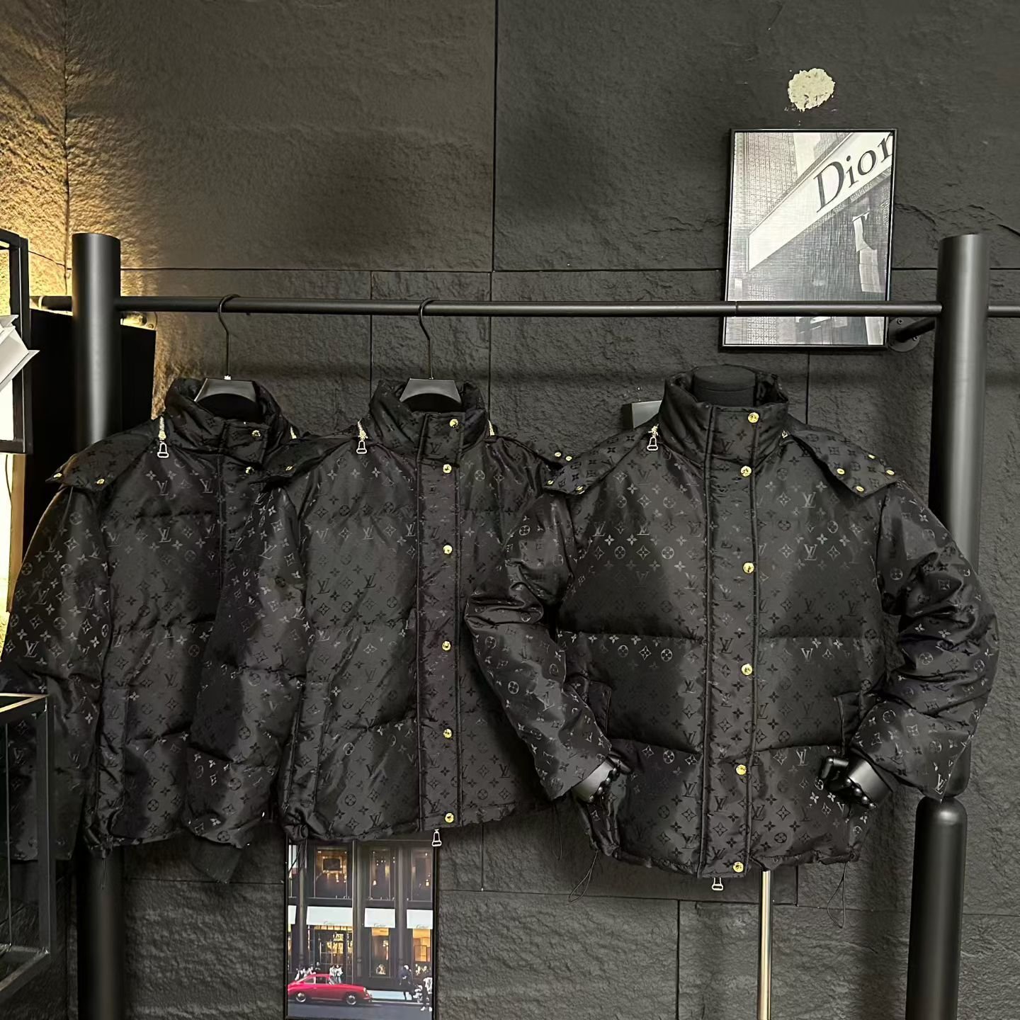 L0vis Vvtt0n Monogram Puffer Jacket Black 1Agaem