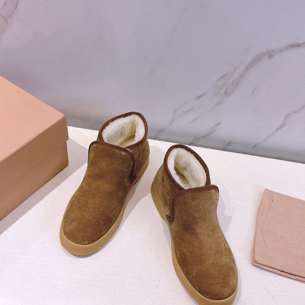 M1um1u Suede And Shearling Slip On Booties Cinnamon 5T558E 054 F0401 F D020