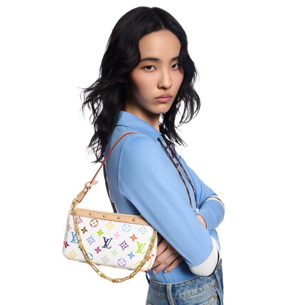 [S*per Vip 1:1] L0vis Vvtt0n X Murakami Pochette Accessoires White 22Cm M13404