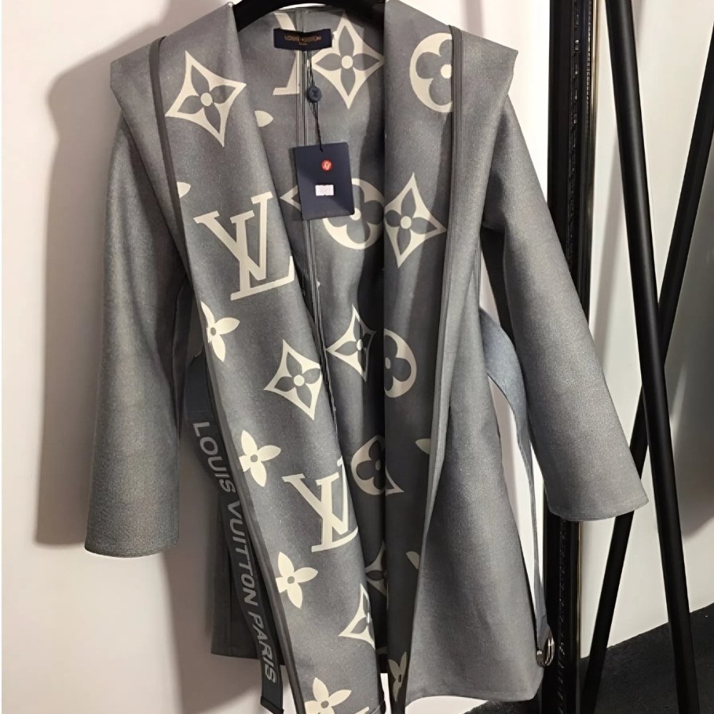 L0vis Vvtt0n Belted Double Sided Hooded Wrap Coat Gray 1A92Vf