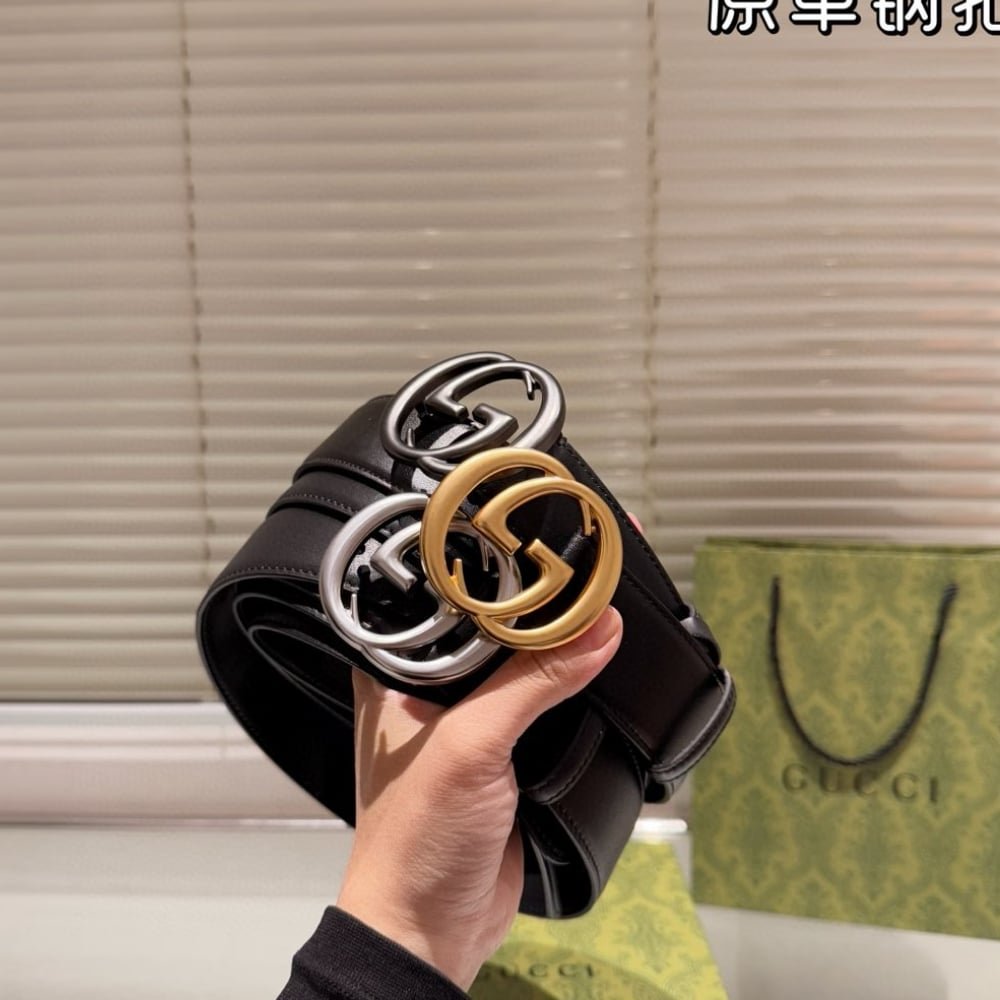 Gvc*1 Belt With Interlocking G Buckle Black Leather 774153 0Ya0X 1000