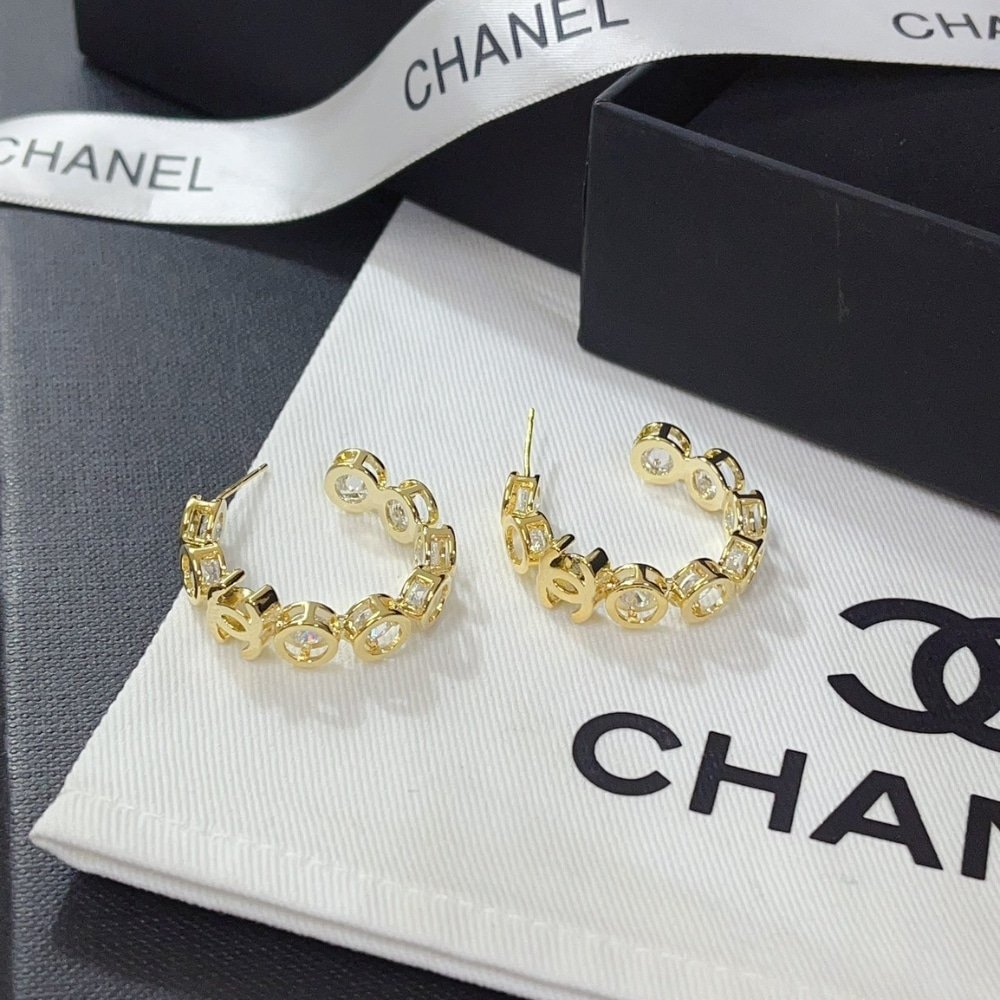 Ch**el Earrings Cc Gold
