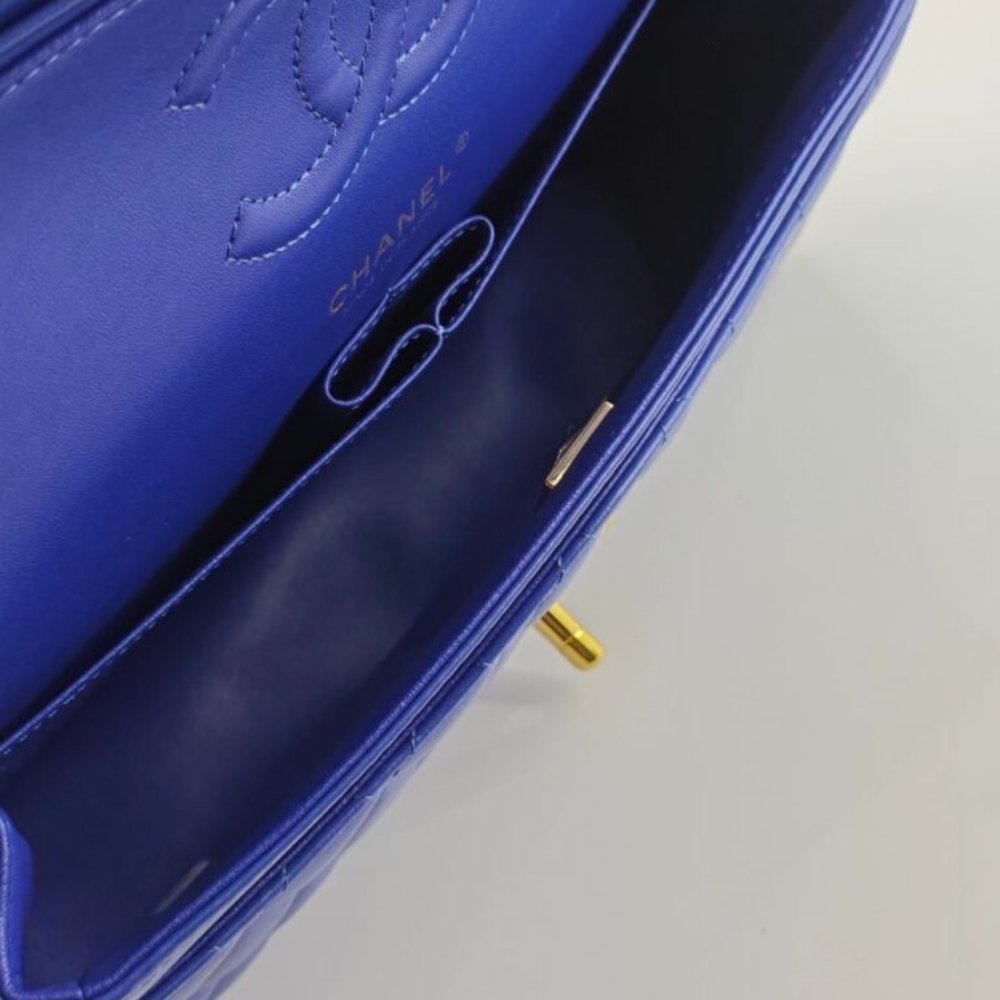 Ch**el Classic Medium Flap Navy And Gold 25Cm
