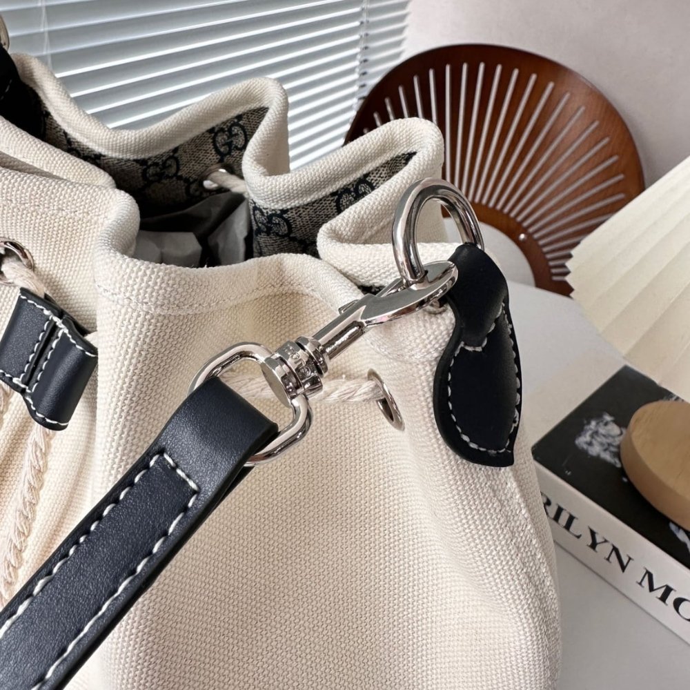 [S*per Vip 1:1] Gvc*1 Mini Shoulder Bag With Print Cotton Linen Canvas Black 23Cm
