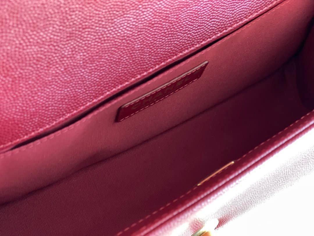 Ch**el Medium Boy Caviar Handbags Red 25Cm