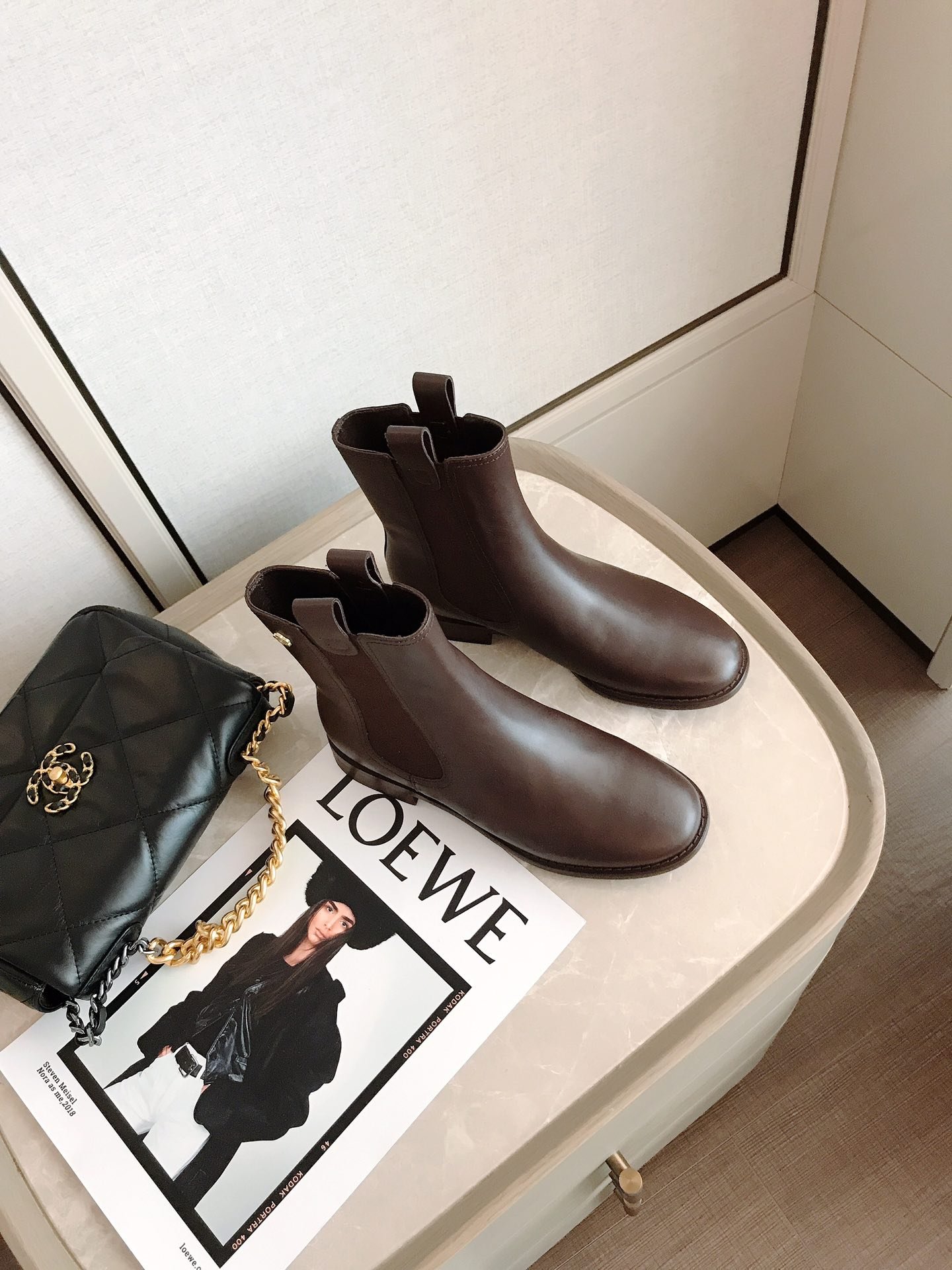 Ch**el Ankle Boots With Elastic Side Panels Brown