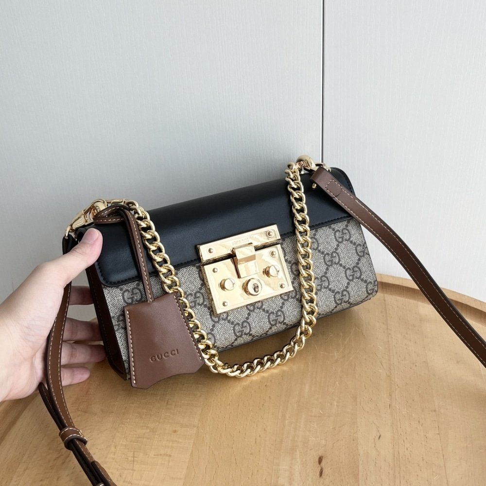 Gvc*1 Padlock Small Shoulder Gg Svp*me Canvas Black 22Cm ‎735103 Klqjg 9785