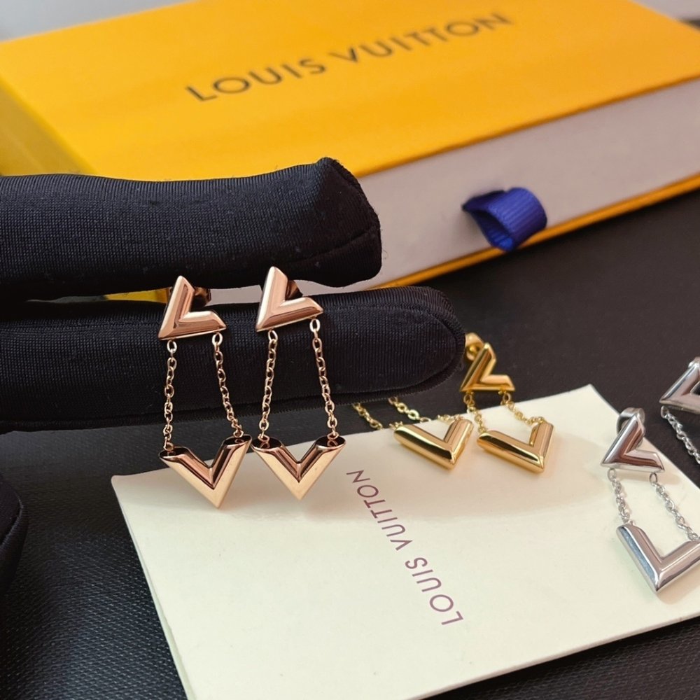 L0vis Vvtt0n Lv Volt Upside Down Earrings Pink Gold
