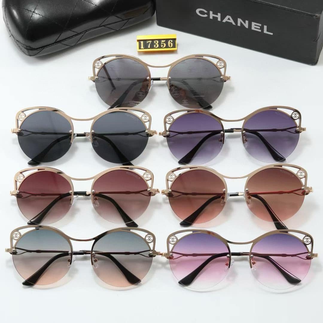 Ch**el Cutout Round Sunglasses Black