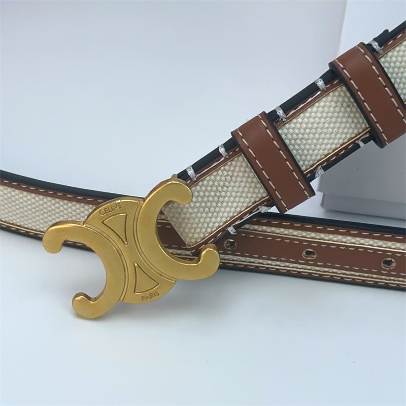 Ce1i*e Women Medium Triomphe Belt In Textile And White 25Mm
