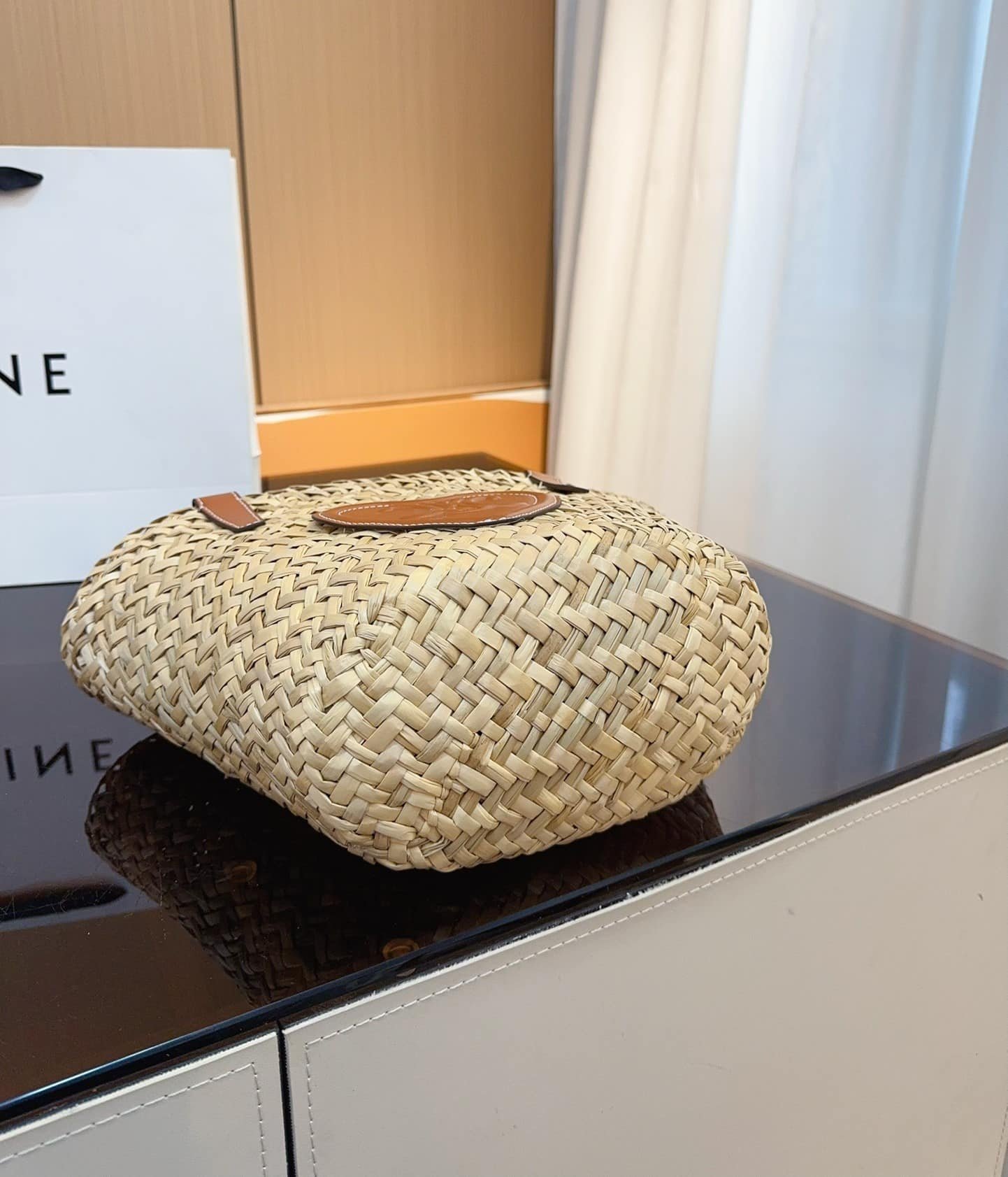 Ce1i*e Triomphe Ce1i*e Panier In Palm Leaves Heart Logo Tan 20Cm