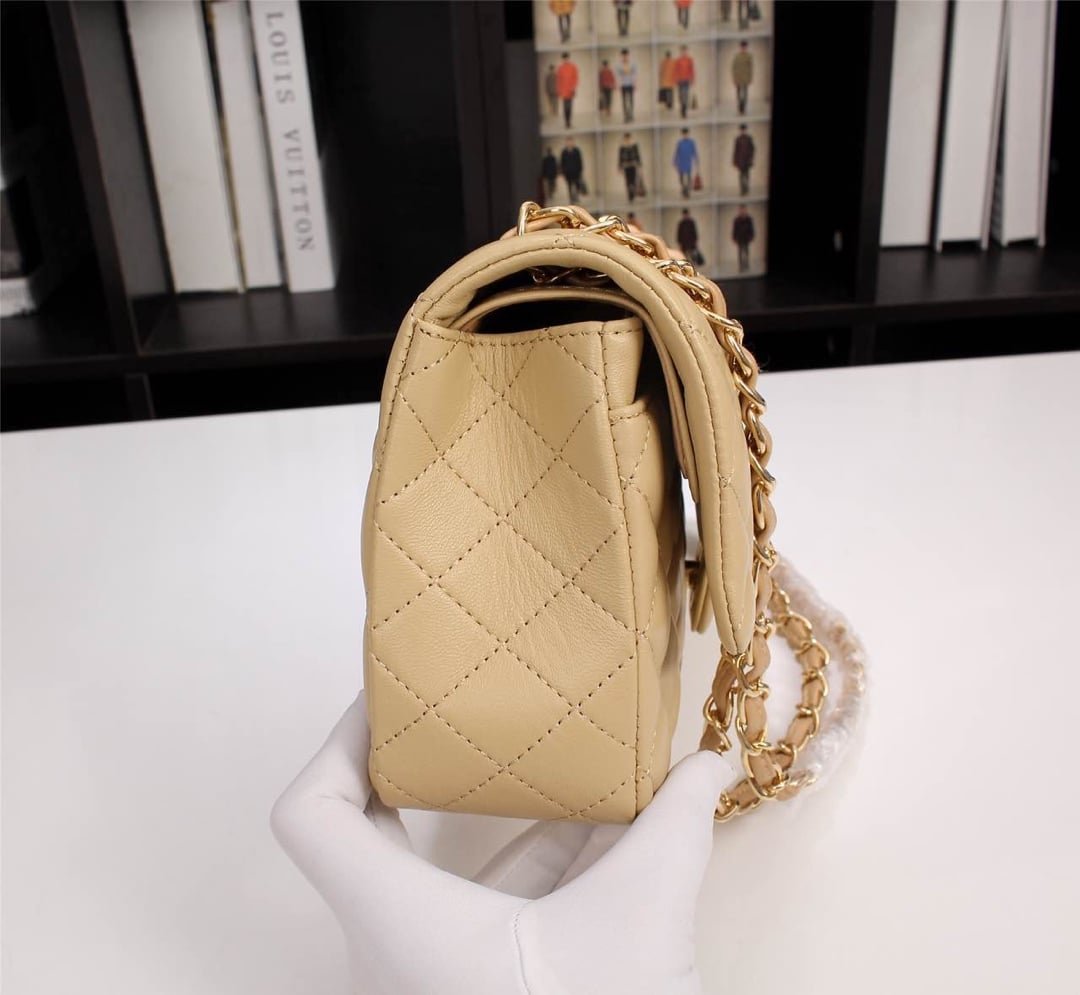 Ch**el Classic Flap Beige Gold Hardware 25Cm