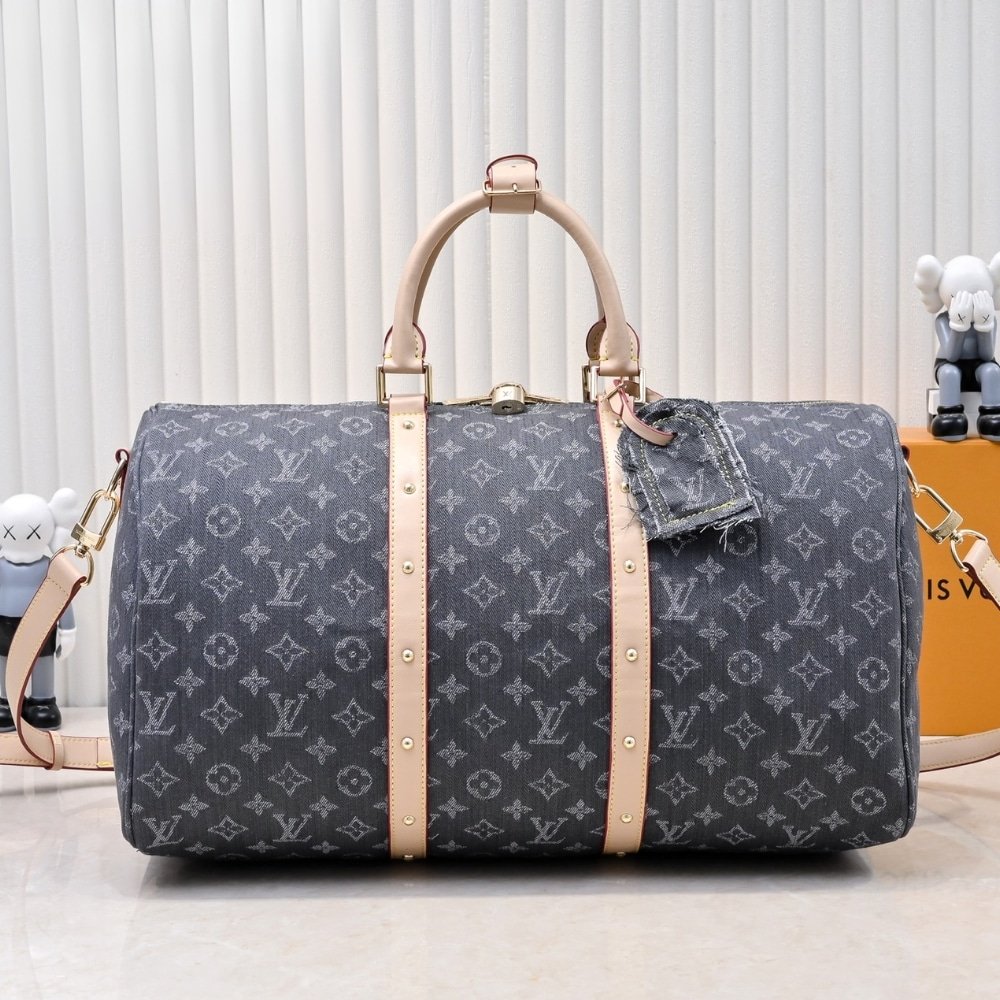 L0vis Vvtt0n Keepall Bandoulière 45 Denim Cloudy Gray 45Cm M13748