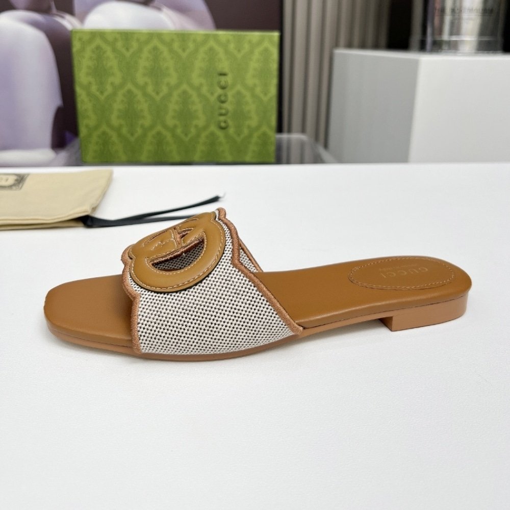 Gvc*1 Women’s Interlocking G Slide Sandal Brown 835723 Faea0 9562