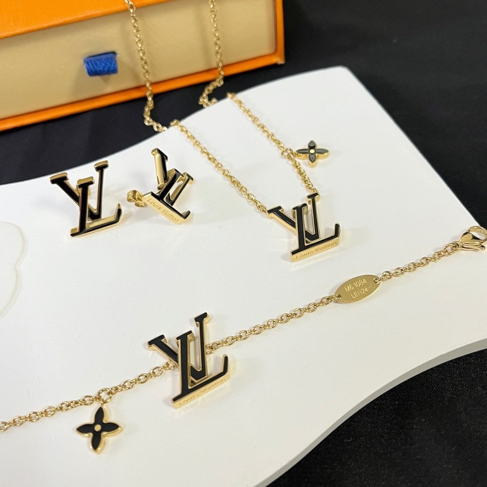 L0vis Vvtt0n Lv Iconic Enamel Necklace Black M02147