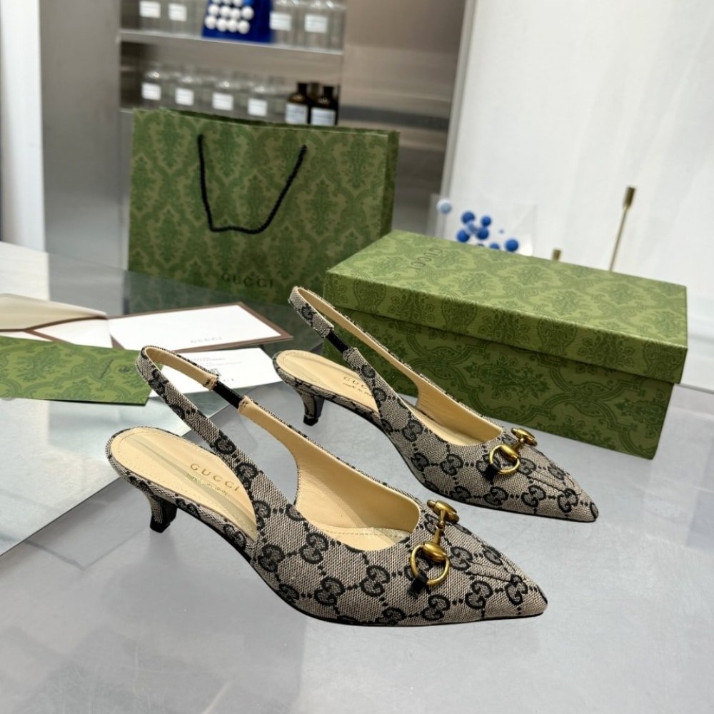 Gvc*1 Women’s Horsebit Slingback Pump Beige And Blue 782627 2Hk80 4041