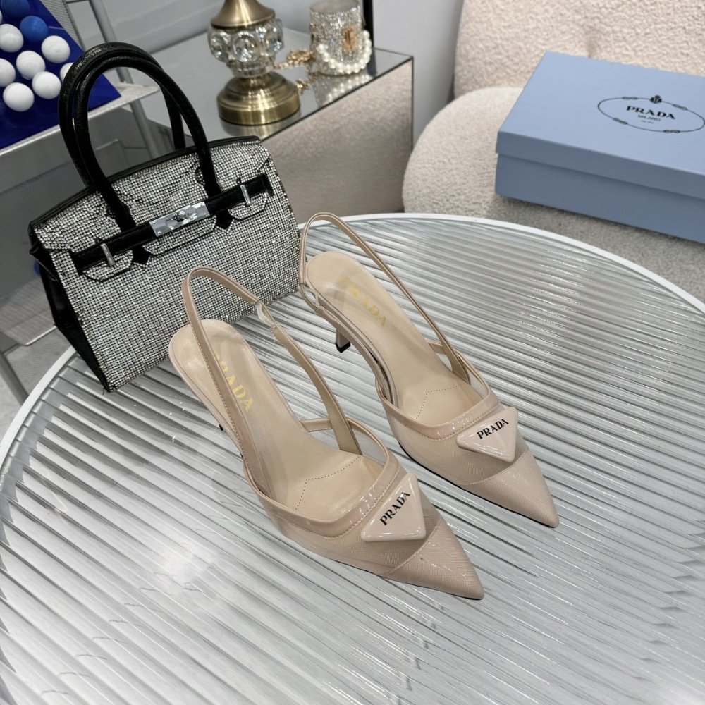 Pra*a Mesh Fabric Slingback Pumps Travertine Stone 1I891N 099 F0485 F 075