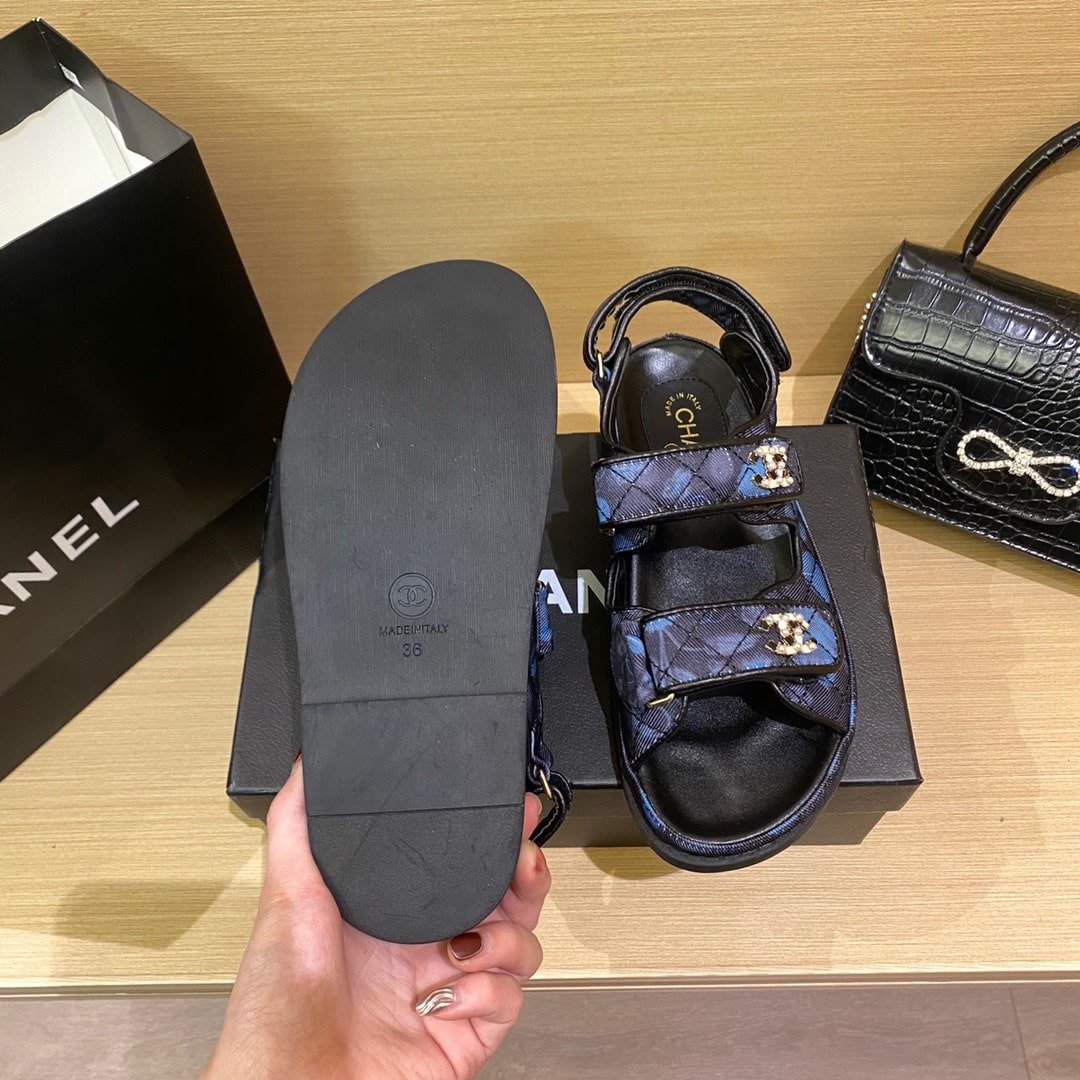 Ch**el Dad Slingback Sandals Blue Black