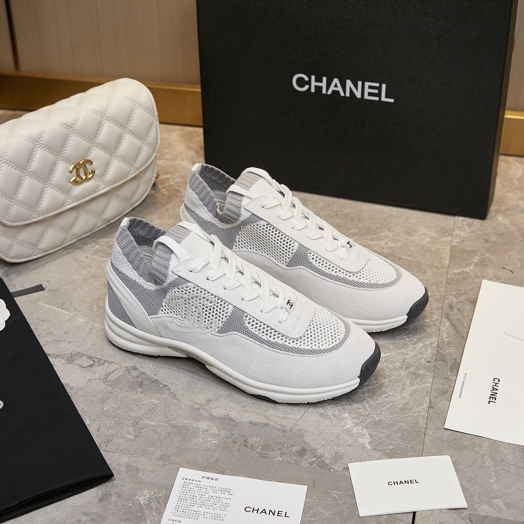 Ch**el Cruise Sock Sneaker White Gray