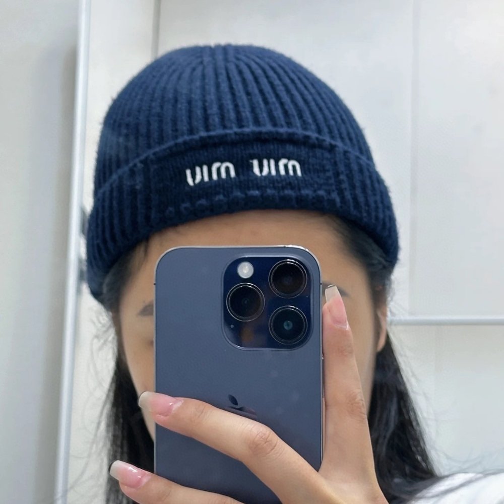 M1um1u Wool Beanie Navy Blue