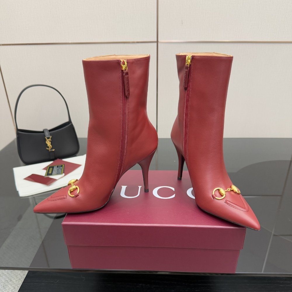 Gvc*1 Women Ankle Boot With Horsebit Rosso Ancora Red 835741 Bko00 6207