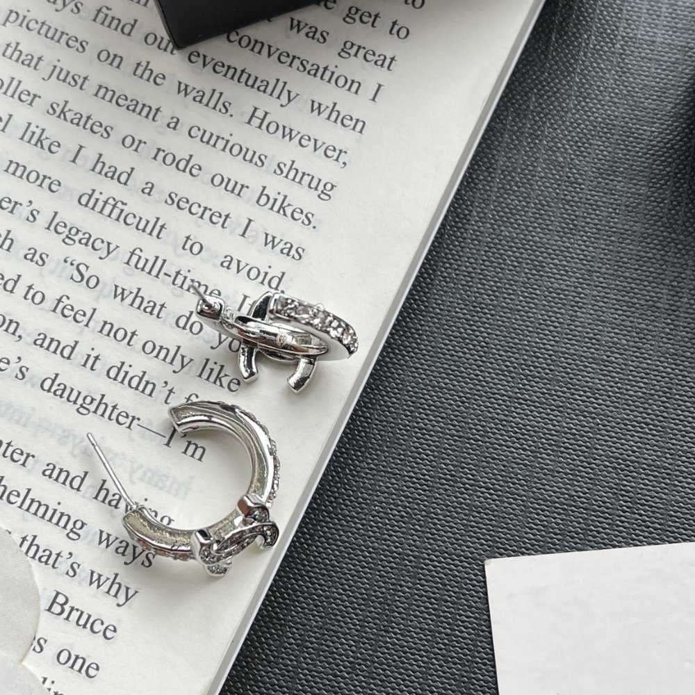 Ch**el Cc Mark Hoop Earrings In Silver Abf729 B20574 U0939
