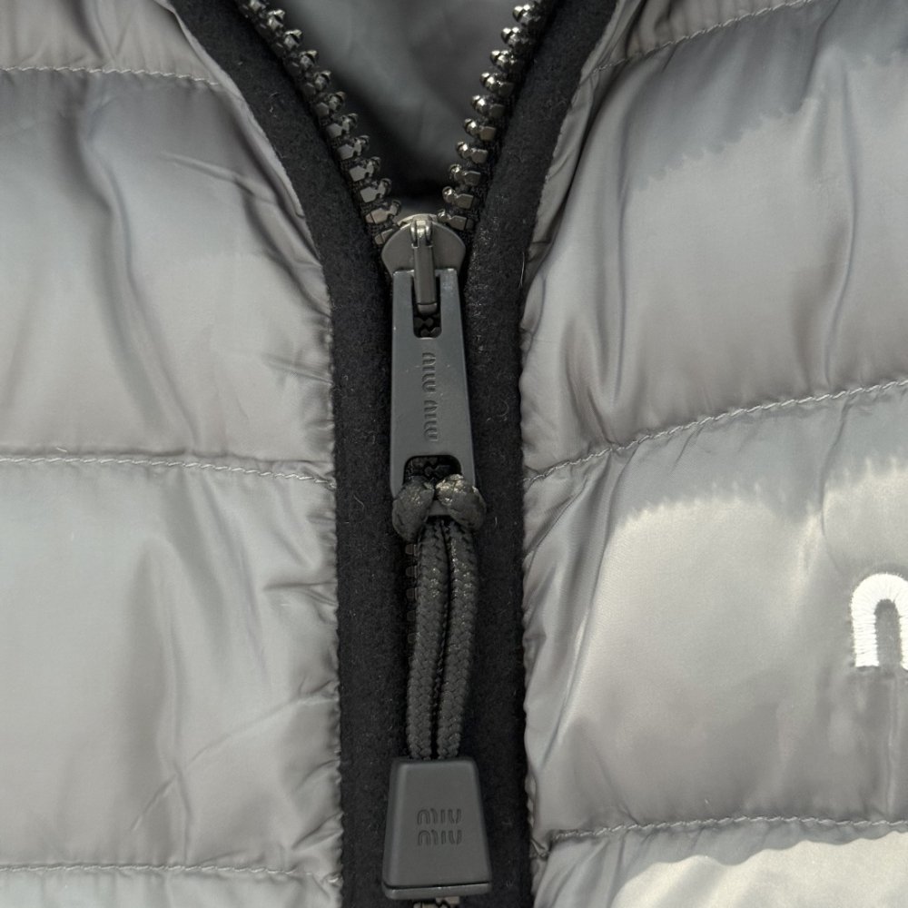 M1um1u Lightweight Pongé Down Jacket Gray Ml1347 1754 F0276 S Ooo