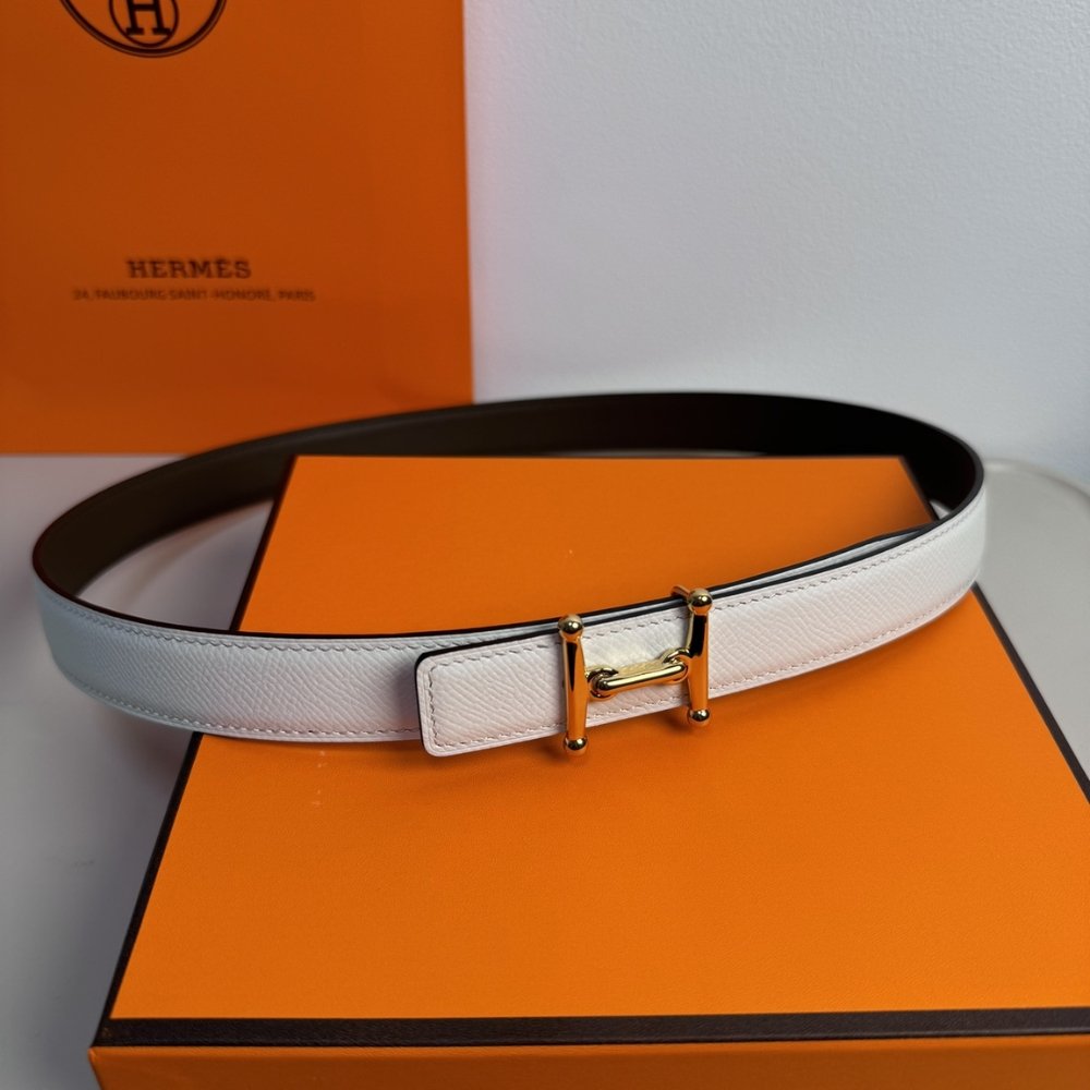 H**me5 Mors H Belt Buckle And Reversible Leather Strap Gold Black 24Mm H077922Cc06