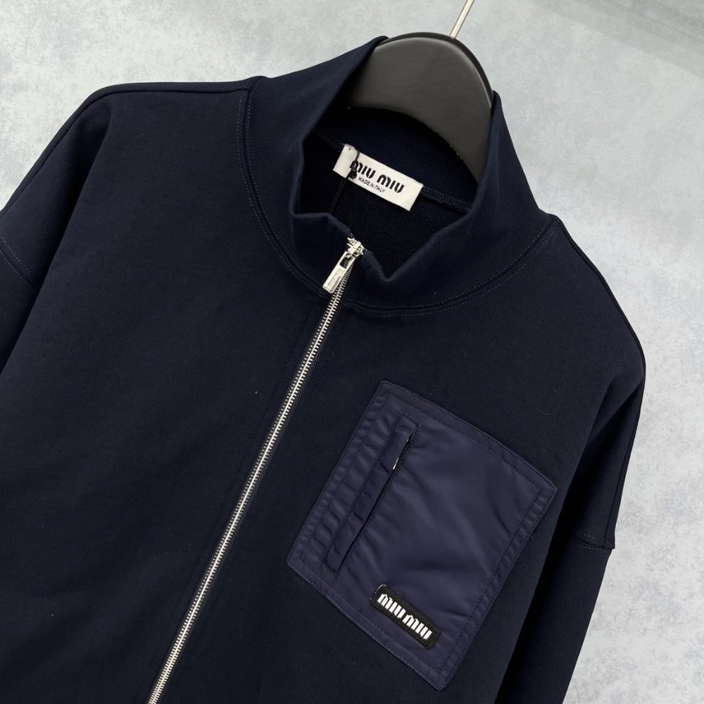 M1um1u Zippered Fleece Jacket Navy Mjla09 18Tp F0008 S Ooo